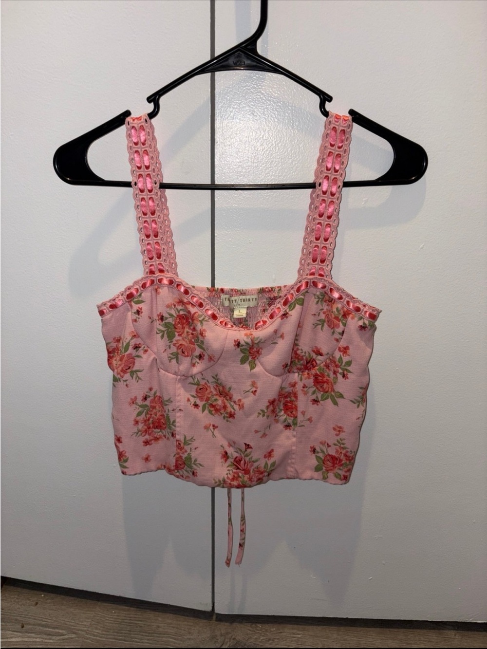 Pink Floral Cropped Tank